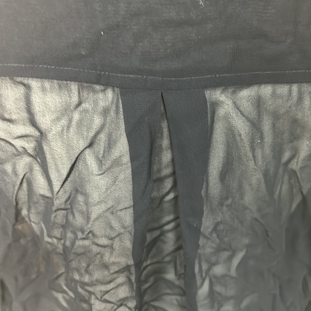 LAST CALL Karen Kane sheer henley button LS black crepe blouse top shirt LG - Picture 7 of 12
